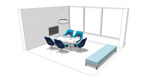Small conference area with bench